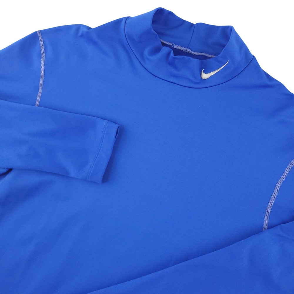 Nike Pro Dri-FIT Shirt Mens 2XL Blue Mock Neck Long Sleeve Compression Layer
